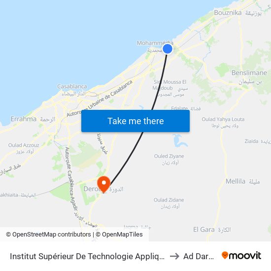 Institut Supérieur De Technologie Appliquée to Ad Darwa map