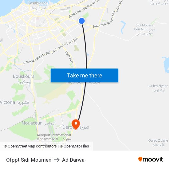 Ofppt Sidi Moumen to Ad Darwa map