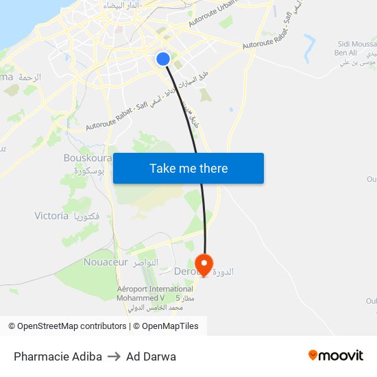 Pharmacie Adiba to Ad Darwa map