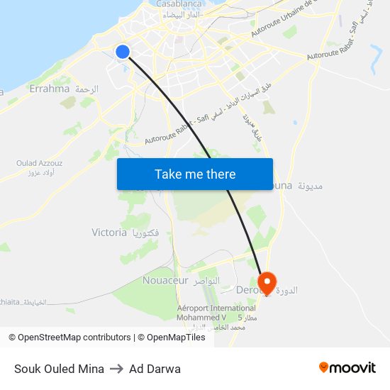 Souk Ouled Mina to Ad Darwa map
