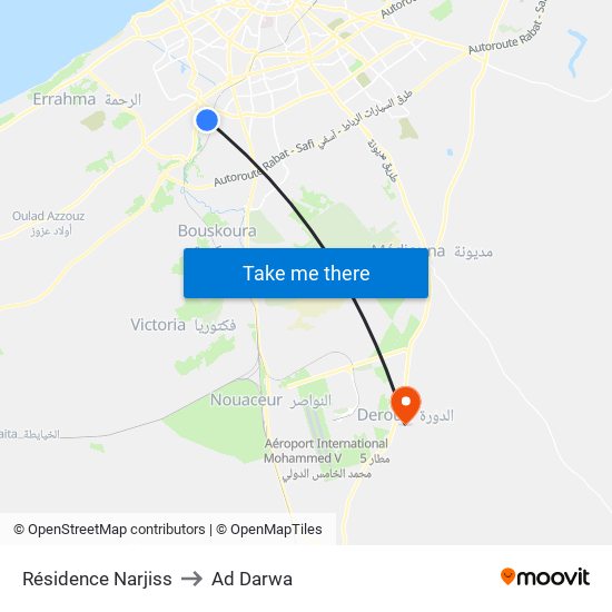 Résidence Narjiss to Ad Darwa map