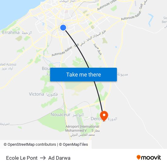 Ecole Le Pont to Ad Darwa map