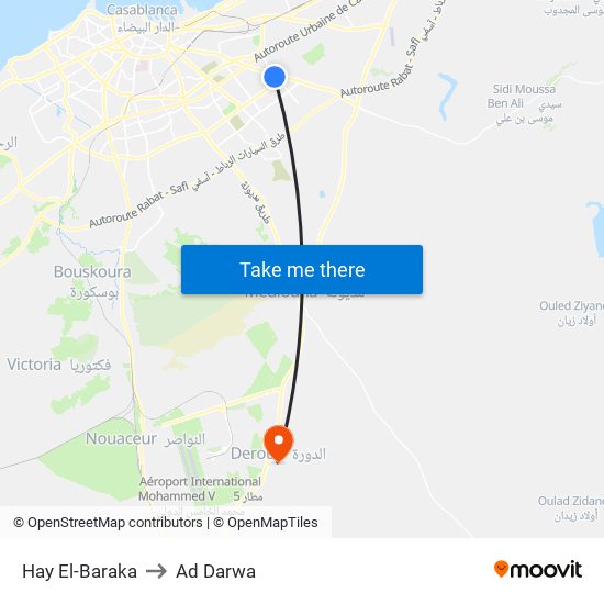 Hay El-Baraka to Ad Darwa map