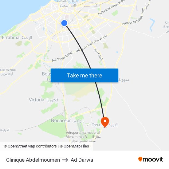 Clinique Abdelmoumen to Ad Darwa map