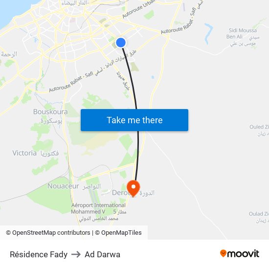 Résidence Fady to Ad Darwa map