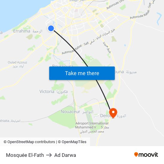 Mosquée El-Fath to Ad Darwa map
