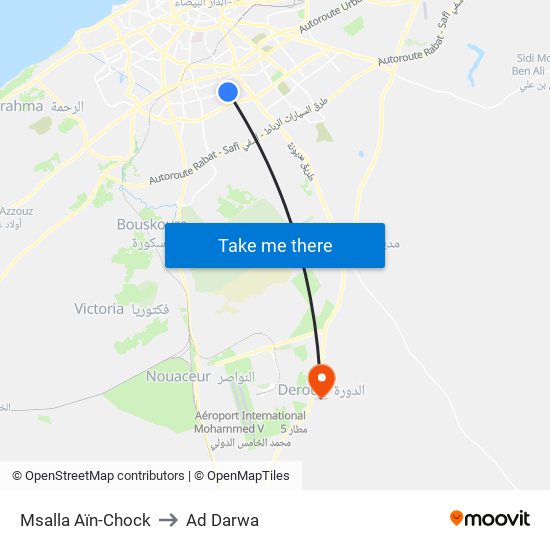 Msalla Aïn-Chock to Ad Darwa map
