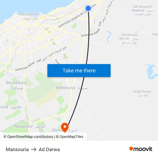Mansouria to Ad Darwa map