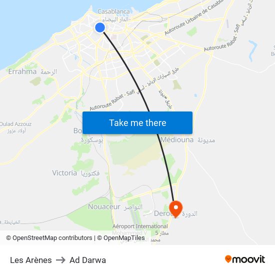 Les Arènes to Ad Darwa map
