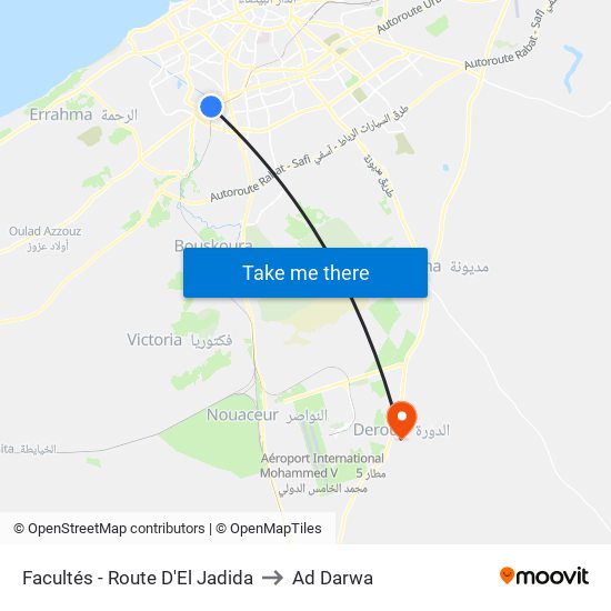 Facultés - Route D'El Jadida to Ad Darwa map