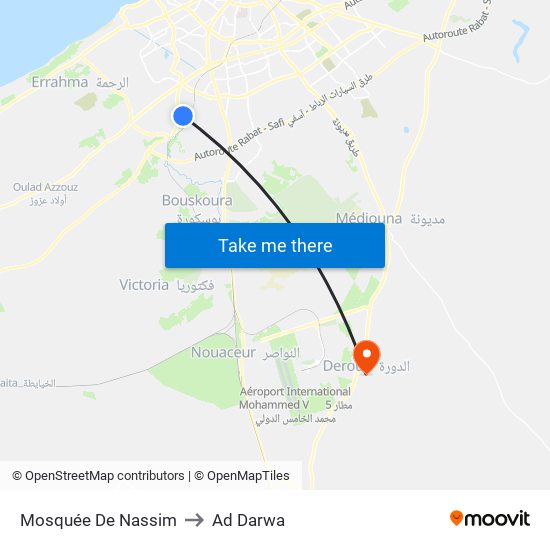 Mosquée De Nassim to Ad Darwa map