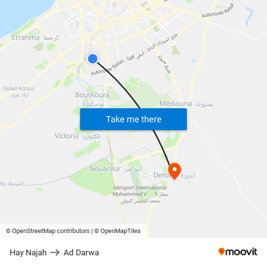 Hay Najah to Ad Darwa map