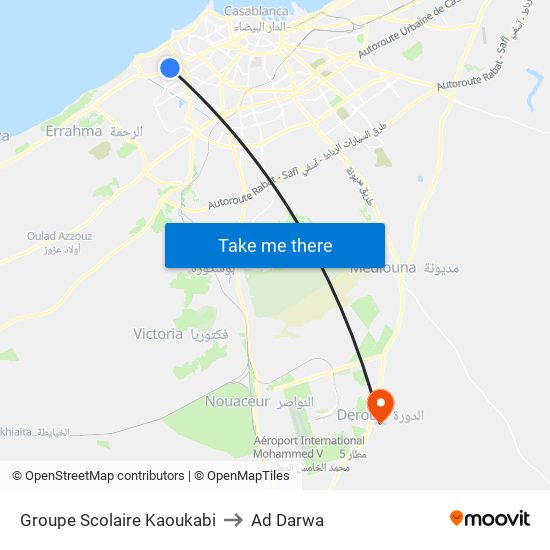 Groupe Scolaire Kaoukabi to Ad Darwa map