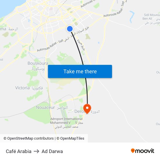 Café Arabia to Ad Darwa map