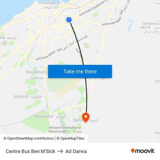 Centre Bus Ben M'Sick to Ad Darwa map