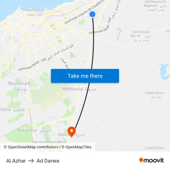 Al Azhar to Ad Darwa map