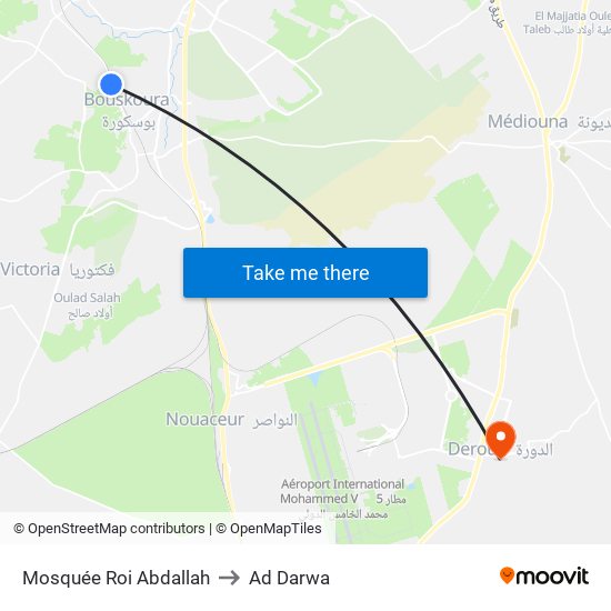 Mosquée Roi Abdallah to Ad Darwa map