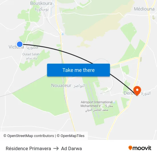 Résidence Primavera to Ad Darwa map