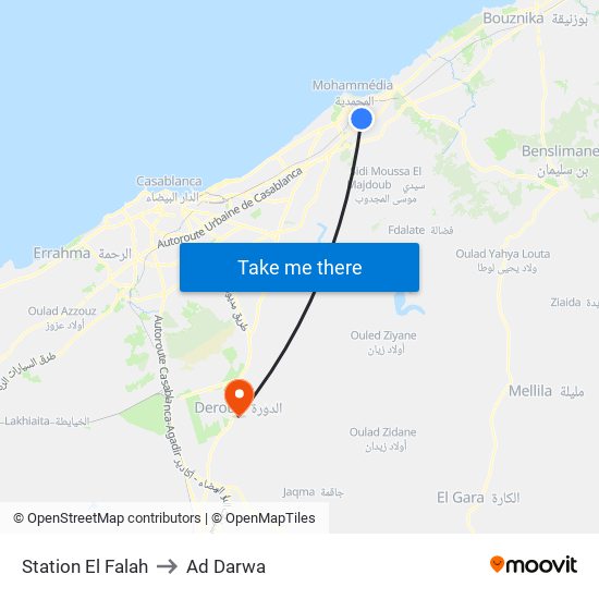Station El Falah to Ad Darwa map