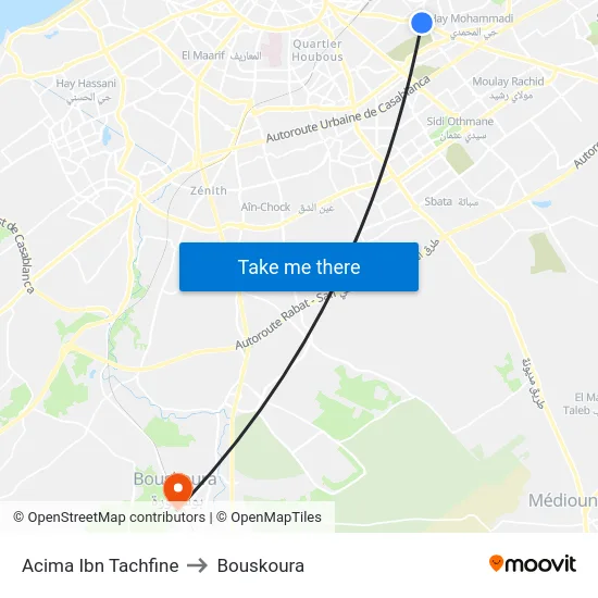 Acima Ibn Tachfine to Bouskoura map