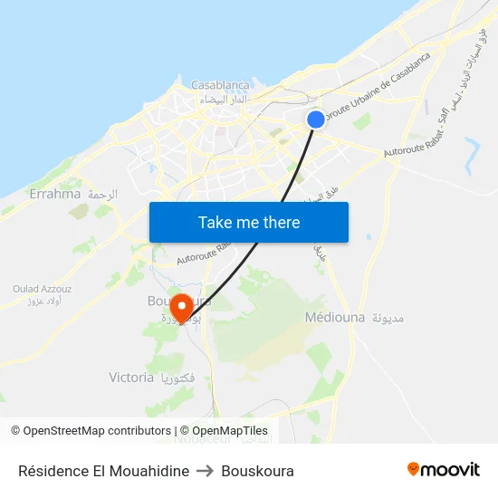 Résidence El Mouahidine to Bouskoura map