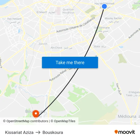 Kissariat Aziza to Bouskoura map
