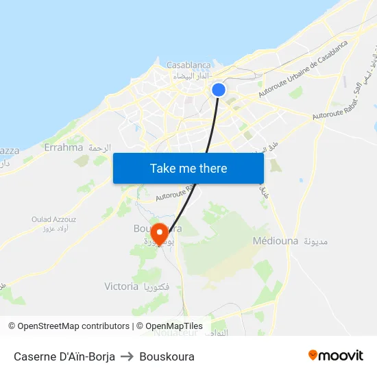 Caserne D'Aïn-Borja to Bouskoura map