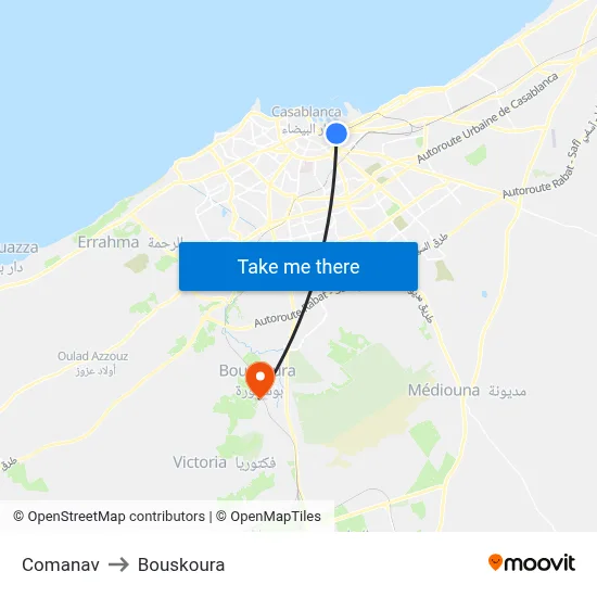 Comanav to Bouskoura map