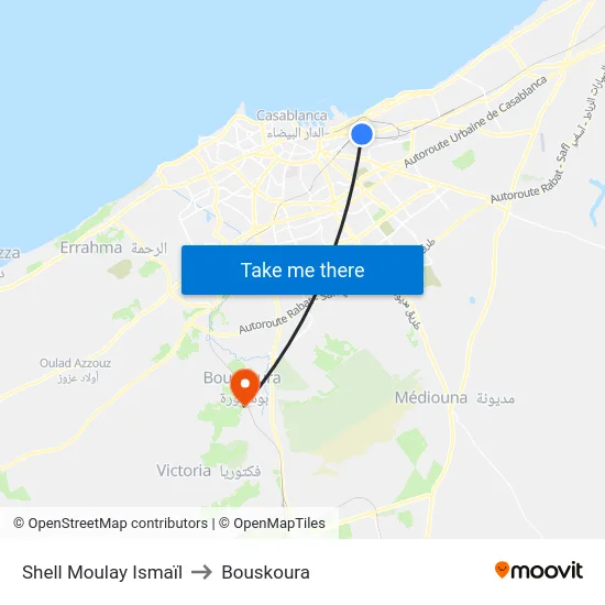 Shell Moulay Ismaïl to Bouskoura map