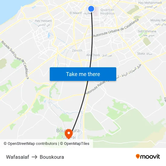 Wafasalaf to Bouskoura map