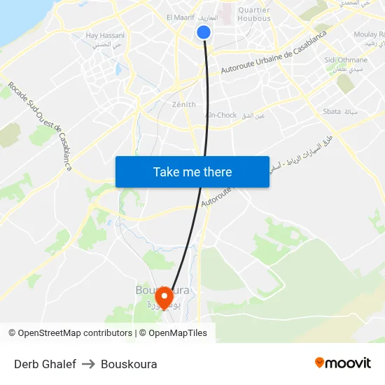 Derb Ghalef to Bouskoura map