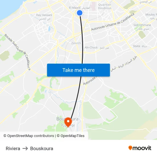 Riviera to Bouskoura map