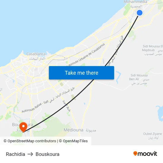 Rachidia to Bouskoura map