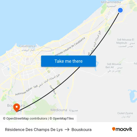 Résidence Des Champs De Lys to Bouskoura map