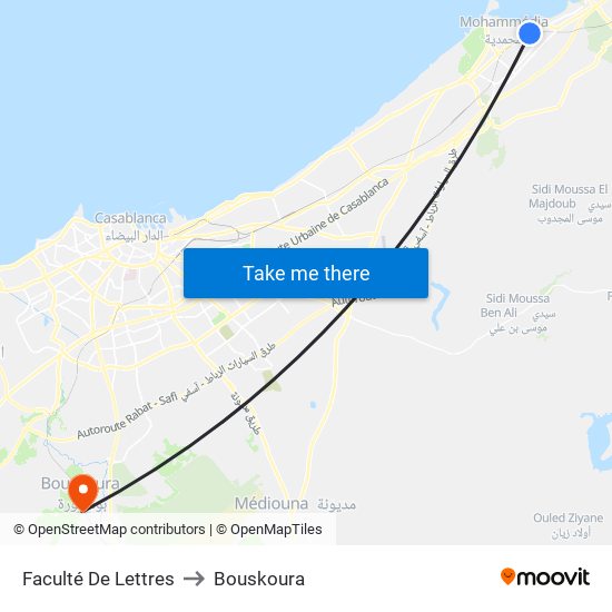 Faculté De Lettres to Bouskoura map