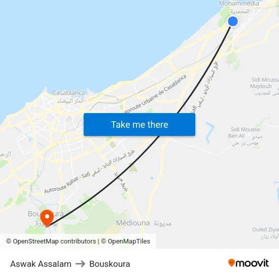 Aswak Assalam to Bouskoura map