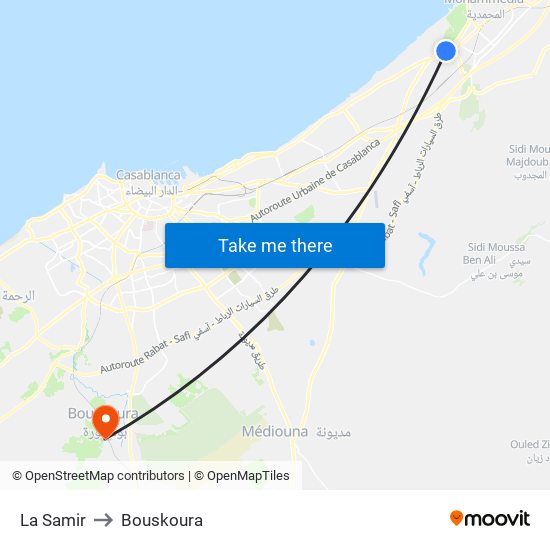 La Samir to Bouskoura map