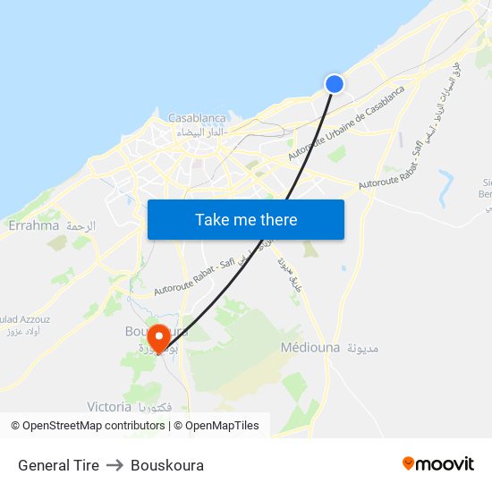 General Tire to Bouskoura map