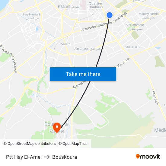 Ptt Hay El-Amel to Bouskoura map