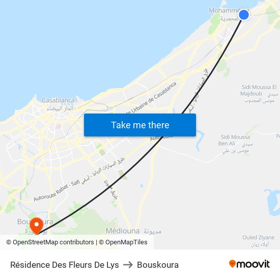 Résidence Des Fleurs De Lys to Bouskoura map