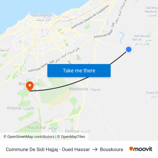 Commune De Sidi Hajjaj - Oued Hassar to Bouskoura map