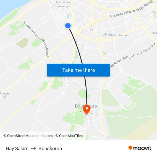 Hay Salam to Bouskoura map