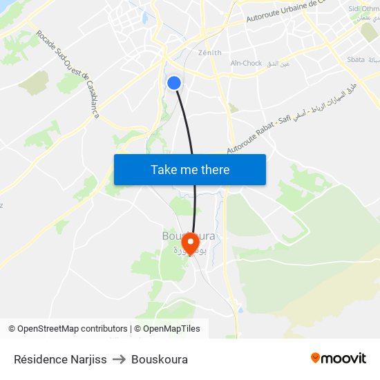 Résidence Narjiss to Bouskoura map