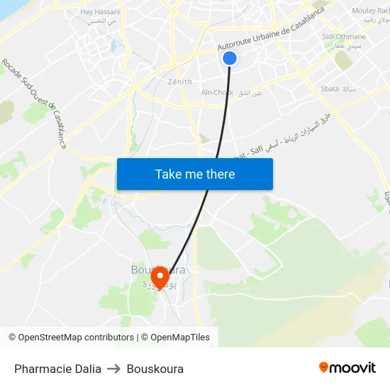 Pharmacie Dalia to Bouskoura map