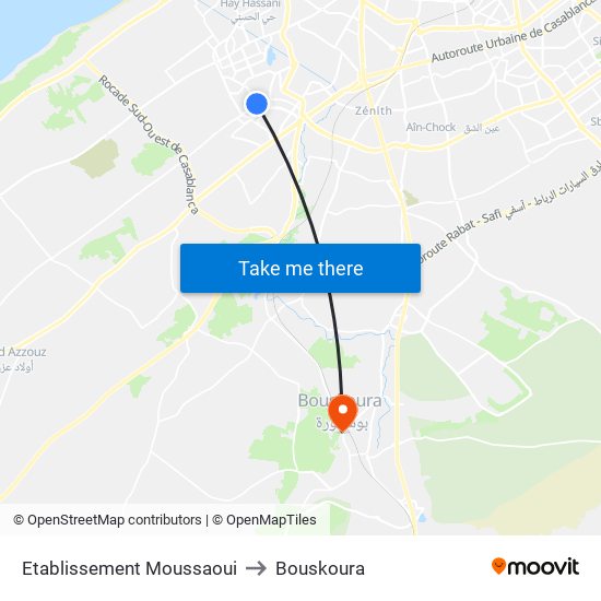 Etablissement Moussaoui to Bouskoura map