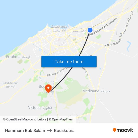 Hammam Bab Salam to Bouskoura map