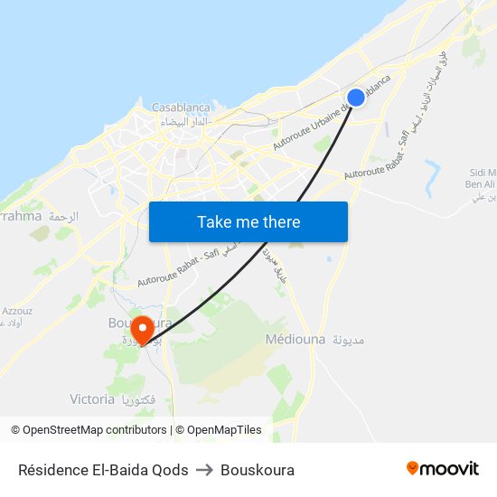 Résidence El-Baida Qods to Bouskoura map