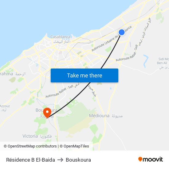 Résidence B El-Baida to Bouskoura map