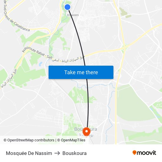 Mosquée De Nassim to Bouskoura map