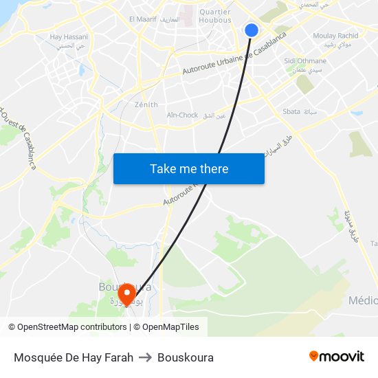 Mosquée De Hay Farah to Bouskoura map